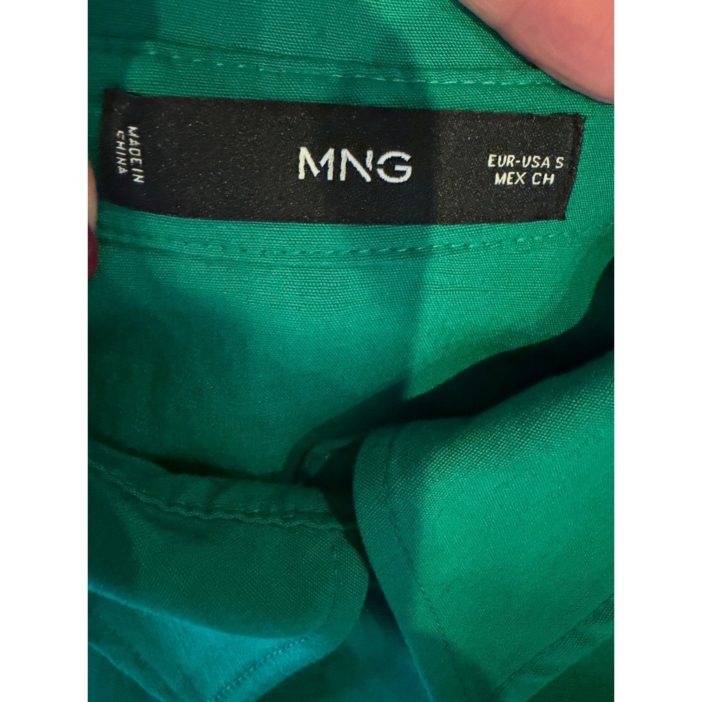 MNG Jumpsuit Women Small Green Linen Blend Collared‎ Wide Leg Jumpsuit Utility - Picture 12 of 14